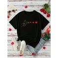 thumbnail image 2 of Women's Casual Sports T-Shirt with Peace Sign & Red Hearts Graphic Print, Short Sleeve Round Neck, Machine Washable Summer Spring Ladies Everyday Top, 2 of 5