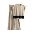 thumbnail image 2 of Itsame Womens 2 Piece Outfits, Sleeveless Tops Wide Leg Pants Loose Casual Sets Beige Free Size, 2 of 3