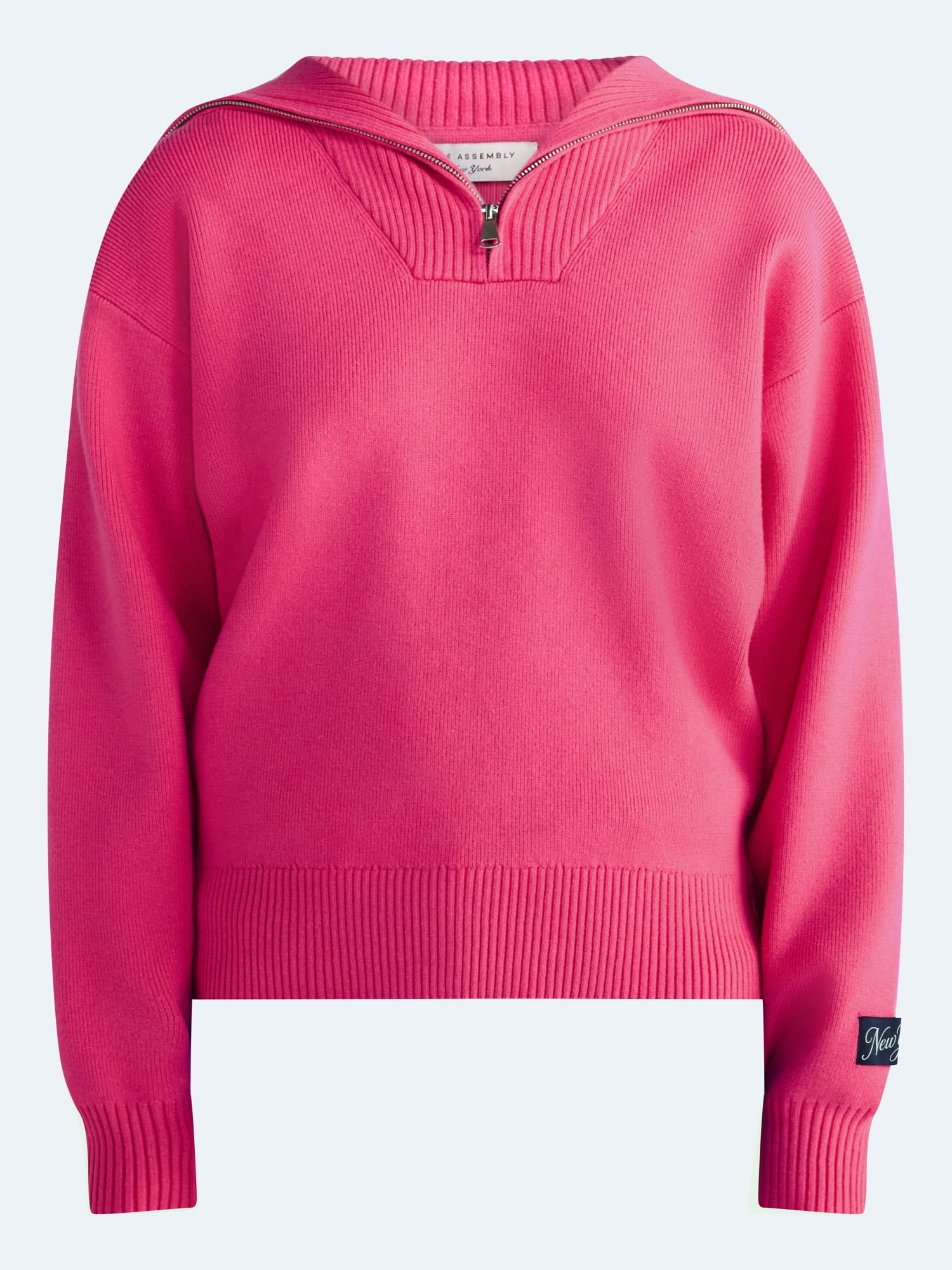 Free Assembly Women's and Women Plus Quarter-Zip Sweater, Midweight, Sizes XXS-4X