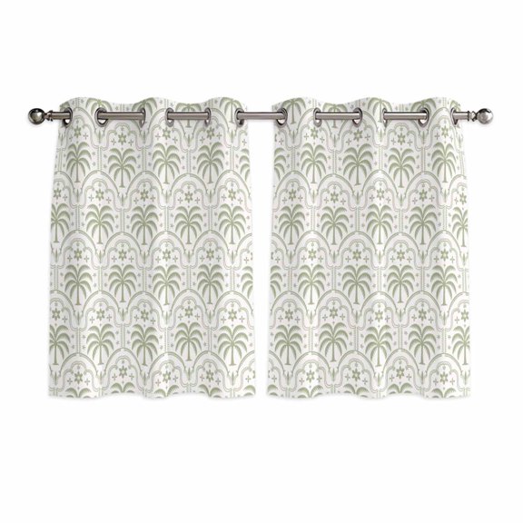Palm Trees Kitchen Curtains Window Panels, Summer Tropical Coconut Trees Plants Green Insulated Window Treatment Curtain, Grommet Curtains for Bedroom/Living Room/Bathroom, 2 Piece 42"Wx54"L