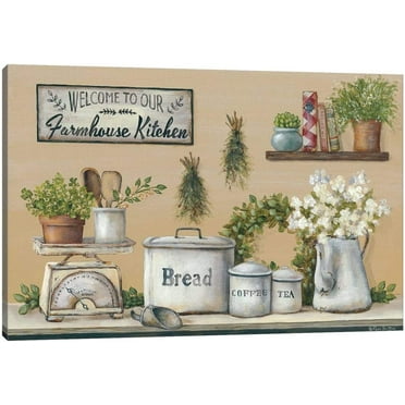 Kitchen Canvas Wall Art Retro Farm House Picture Dining Room Canvas Painting for Home Wall Decor, Framed Artwork for Kitchen Restaurant Decoration Ready to Hang (12" Hx18 W)