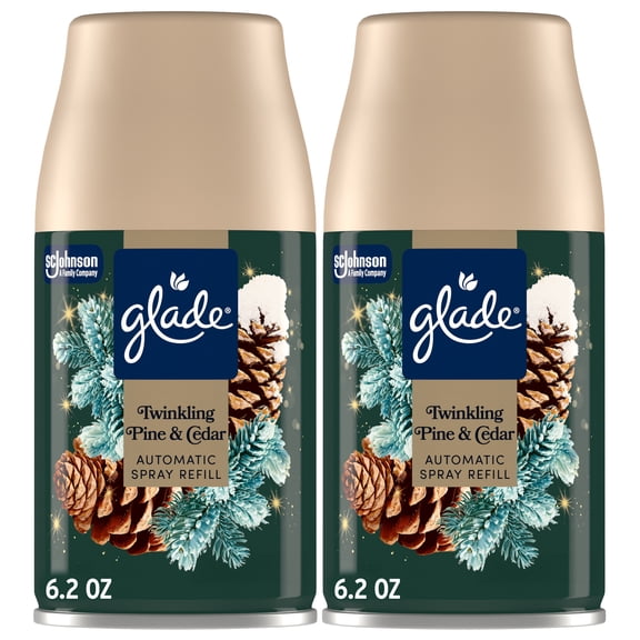 Glade® Automatic Spray Refills, Air Freshener, Twinkling Pine & Cedar, 2 x 6.2 oz