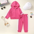 thumbnail image 4 of Tiny Cutey Toddler Girl Boy Hoodie Clothes Set Fall Long Sleeve Solid Baby Sweatsuit Outfits with Cap for 18-24 Months, 4 of 8