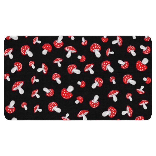 Mushroom Linen Nonslip Floor Mat, Entryway Doormat Durable Low-Profile Mat Home Decor, Rug Washable Kitchen Bathroom Laundry Bedroom Living Room Door Mats 30x17in