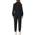 thumbnail image 3 of INSPIRAR CHIC Conjunto de 2 Piezas para Mujeres Traje de Pana Casual Chaqueta de Manga Larga con Botones y Pantalones con Bolsillos XS Negro, 3 of 5