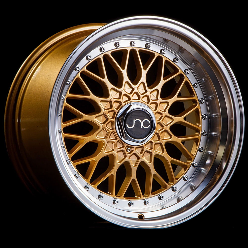 JNC Wheels 17 JNC004 Gold Machined Lip Rim 4x100/4x114.317x8.5 inch