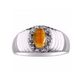 thumbnail image 1 of RYLOS Men's Rings Sterling Silver Classic Halo Of  Diamonds 7X5MM Oval Gemstone Ring Tiger Eye November Birthstone Rings For Men Size 13, 1 of 1