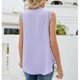thumbnail image 4 of Camiseta sin mangas para mujer con cuello en V y encaje holgado, color sólido, camisa casual de gasa fresca para uso diario, 4 of 6