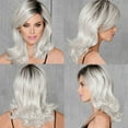 thumbnail image 2 of Fashion Synthetic Micro-volume Wave Black Silver Gray Women's Wigs Natural Hair, 2 of 5
