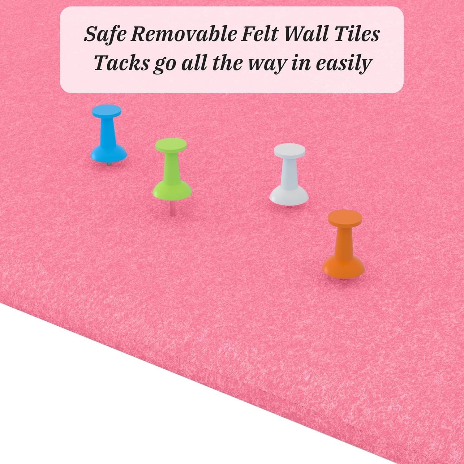 Topboutique Large Cork Board Felt Wall Tiles 12 Packs Bulletin Board Alternative Cork Board with Adhesive Tabs and Push Pins for Walls Home Office,Safe Removable,12 x 12 inch,Peachblow