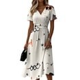 thumbnail image 2 of Halloween Novelty Dresses for Women Short Sleeve V Neck Flowy Midi Dress Halloween Print Fashion Halloween Outfit, 2 of 5