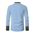 thumbnail image 2 of Button Down Henley Shirt for Men Casual Long Sleeve Regular Fit Cotton Wrinkle Free Dress Shirts Inner Contrast Business Casual Button Down Shirt Light blue M, 2 of 6