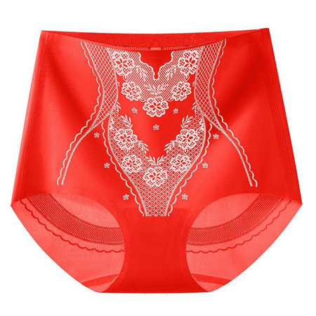 Fulorrnie Underwear for Women Tummy Control Seamless High Waisted Banded Waist Panties Elastic Stretchable Panty  Red  M