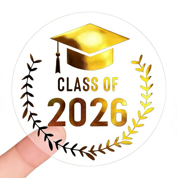 Stickers de graduación 120 piezas Clase de 2026 con foil dorado de 4 cm