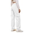 thumbnail image 5 of cocolona Womens High Waist Cargo Pants Elastic Button Waist Straight Wide Leg Outdoor Hiking Pants with Pockets, 5 of 5