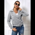 thumbnail image 4 of Chaqueta Gruesa, Holgada e Irregular con Solapa y Cremallera Inclinada para Mujer, de Larga, Informal, con Cremallera Gris XXL, 4 of 8