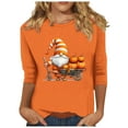 thumbnail image 3 of Wiyuqeen Fall Shirts for Women Happy Thanksgiving 3/4 Sleeve Tshirts Crew Neck Gobble Til You Wobble T-Shirt Plus Size Graphic Tees, 3 of 5