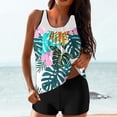 thumbnail image 2 of Women's Two Piece Crochet Tankini Swimsuits Hollow Out Criss Cross Tank Top Tie Side Boyshorts Swimsuit, 2 of 6