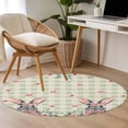 thumbnail image 4 of Small Round Rug 3Ft Washable Non-Slip, Bunny Easter Circle Area Rugs for Living Room Bedroom, Spring Floral Eucalyptus Leaves Green Plaid Rustic Indoor Floor Mats Carpet Runner for Home Decor, 4 of 8