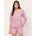 thumbnail image 2 of Moomaya Sleepwear, Printed Top & Shorts Lounge Set, 2 Piece Rayon Night Suit, 2 of 9