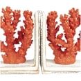 thumbnail image 4 of DecMode 6" Textured Coral Orange Polystone Bookends with Cream Base (Set of 2), 4 of 7