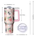 thumbnail image 2 of OBREWU Pink French Bulldog Flowers Florals Tumbler with Handle and Lid,Pink French Bulldog Flowers Florals 40oz Double Wall Vacuum Insulated Tumbler,Cups Gift for Women and Men, 2 of 7