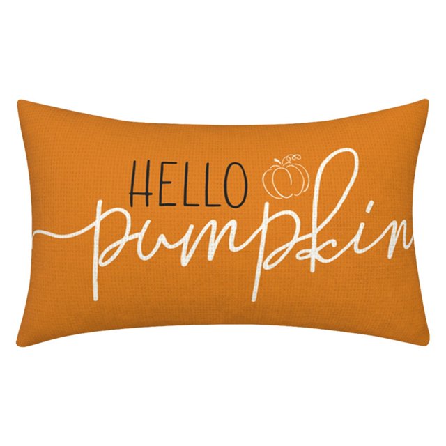 WHEANG Liquidation Housse de Coussin Décorative d'Automne Hello Pumpkin Housse de Coussin de l'Action de Grâce Housse de Coussin de Canapé Orange Housse de Coussin de Taille