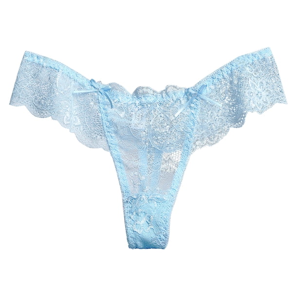 Gibobby Calzoncillos para mujeres sexy Bragas de encaje de tanga sexy para mujer Bragas de tanga de secado rápido transpirables(Azul claro,M)