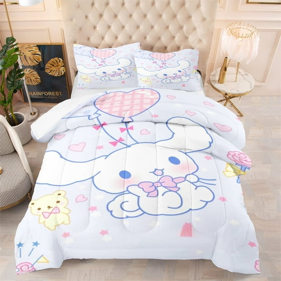 NEW Cinnamoroll Bedding Set 3-Piece Blue Kawaii Comforter Set & Pillowcases, Twin/Twin XL Size