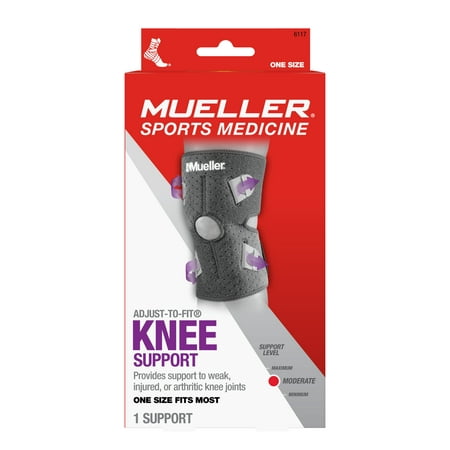 Mueller Adjust-to-Fit Knee Support Brace, Gray, OSFM,