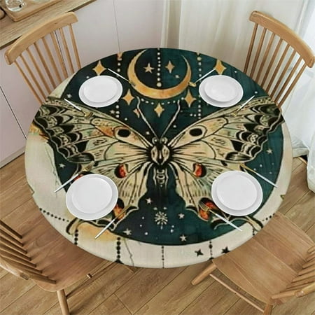 

Autua Butterfly Crescent Stars Round Table Cover Stain Resistant Washable Indoor Outdoor Tablecloth Kitchen Dining Wedding Parties 100% Polyester Full Width Single-Sided Printing Outdoor Fitted 31 -35