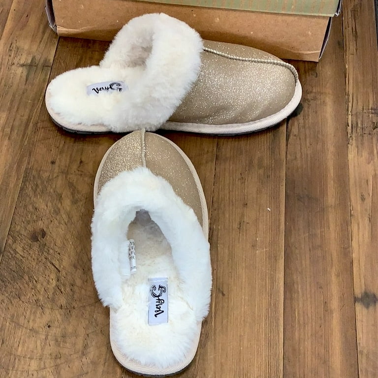 Very G Womens Deidra Sherpa Lined Slip On Shoe Champagne 10