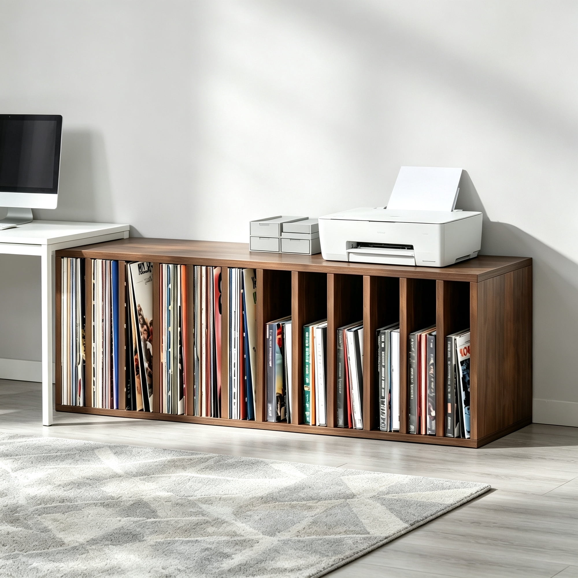 DIY Modular 12-Cube Open Bookshelf – Stackable Expandable Shelving with Removable Shelves Walnut