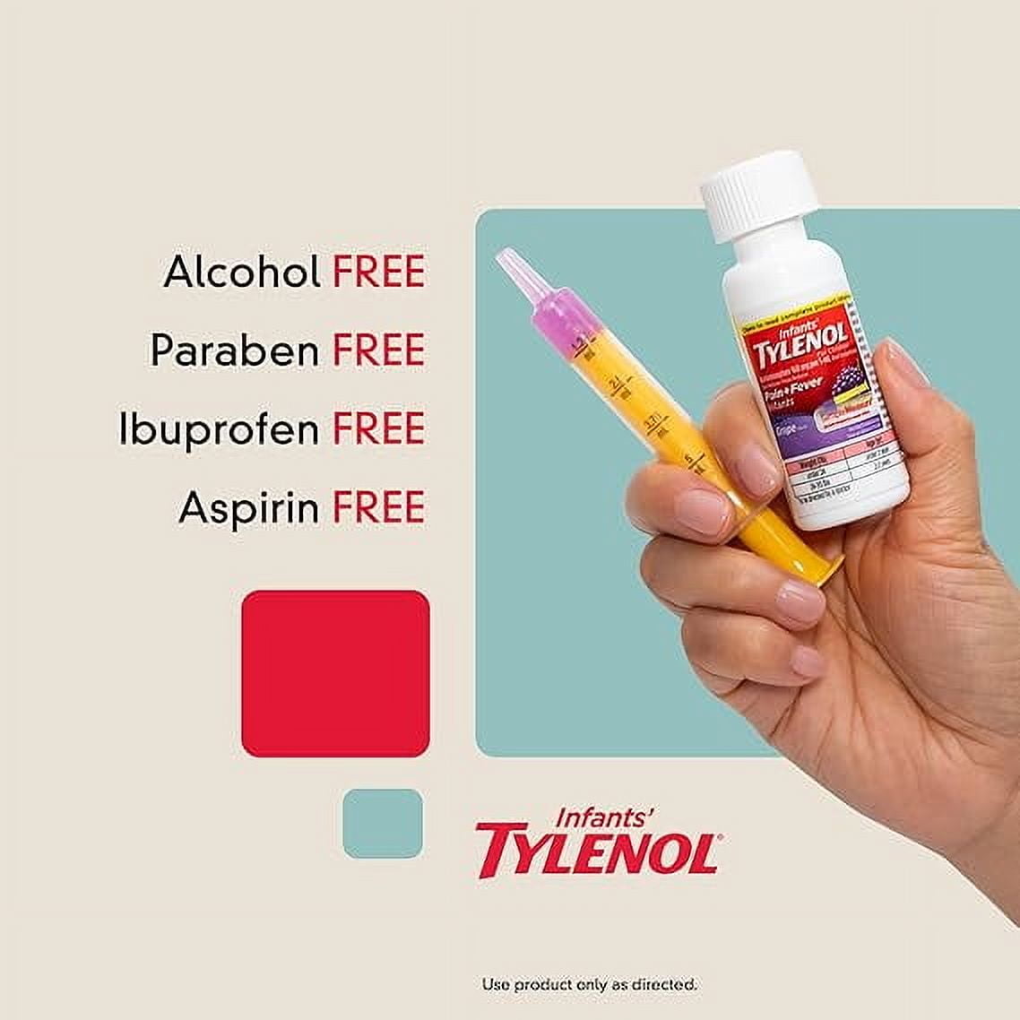 TYLENOL Infants' Oral Suspension Grape Flavor 1 oz (Pack of 4)