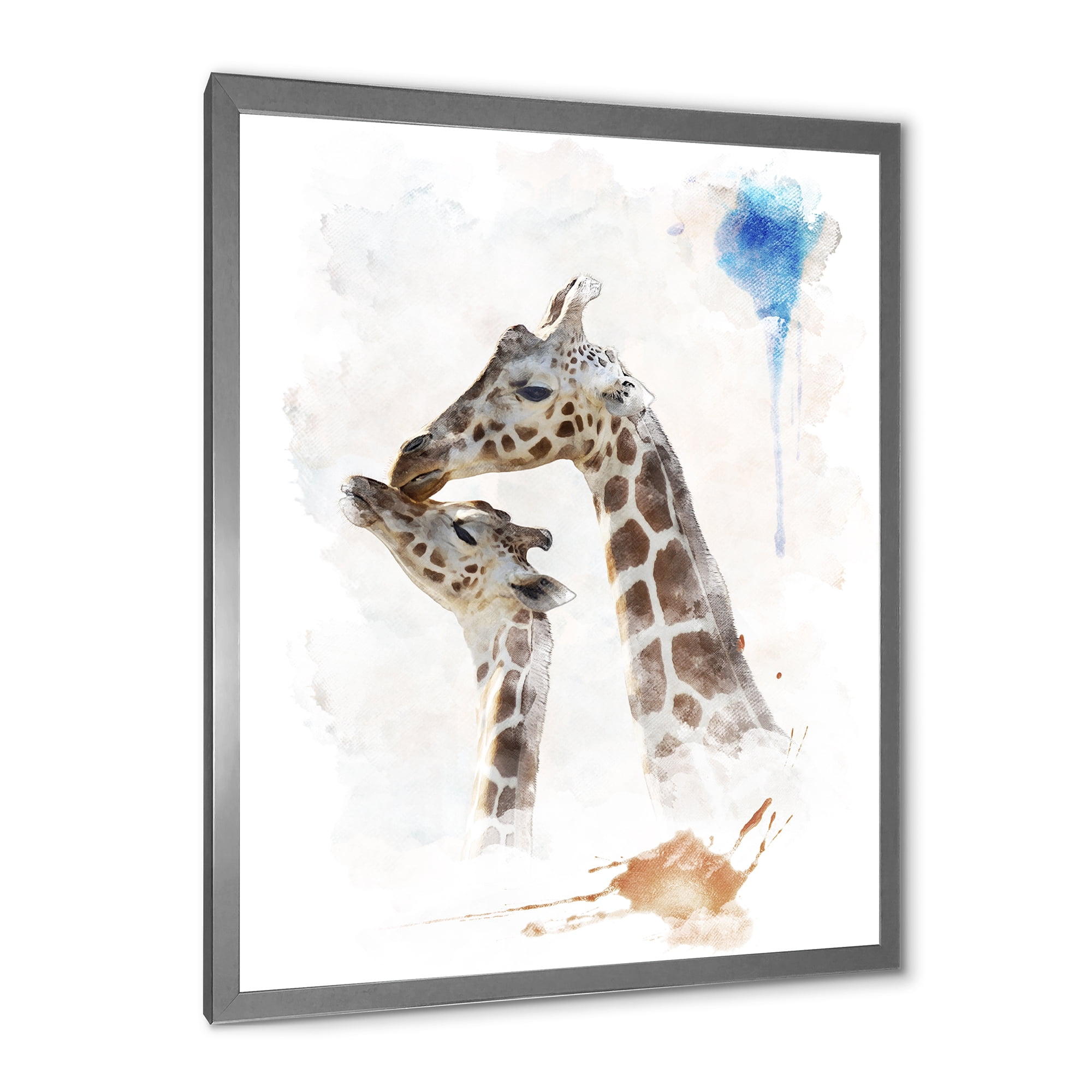 Designart 'Portrait of A Child and Giraffe' Farmhouse Framed Art Print