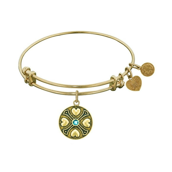 Yellow Finish Brass December Birthstone Angelica Bangle Bracelet, 7.25"