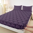 thumbnail image 3 of Feelyou Purple Tribal Damask Queen Sheet Sets, Boho Gothic Ghost Bed Set, 4 Pieces, 3 of 7