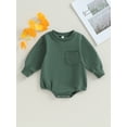 thumbnail image 2 of Fortune Unisex Baby Sweatshirt Rompers Infant Solid Color Long Sleeve Jumpsuit 0-2Y, 2 of 5