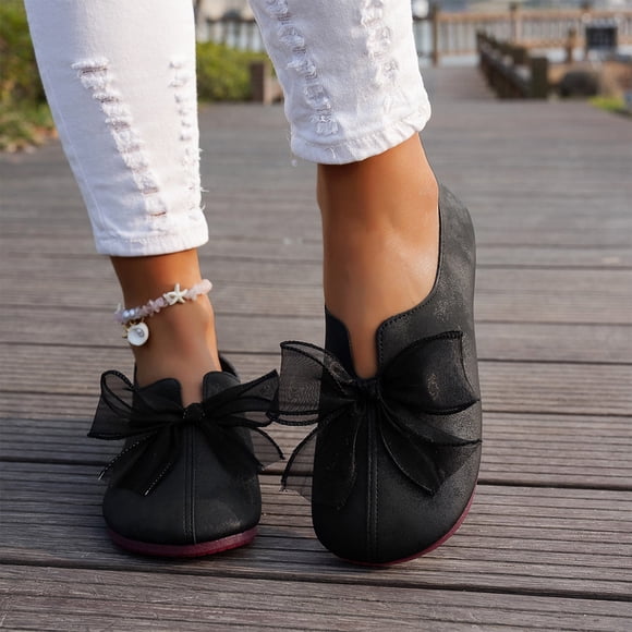 YOUYEDIAN Mary Jane Shoes for Women 2026 New Slip on Dressy Flats Shoes for Women Non-Slip Trendy Shoes for School Formal Walking (Black)