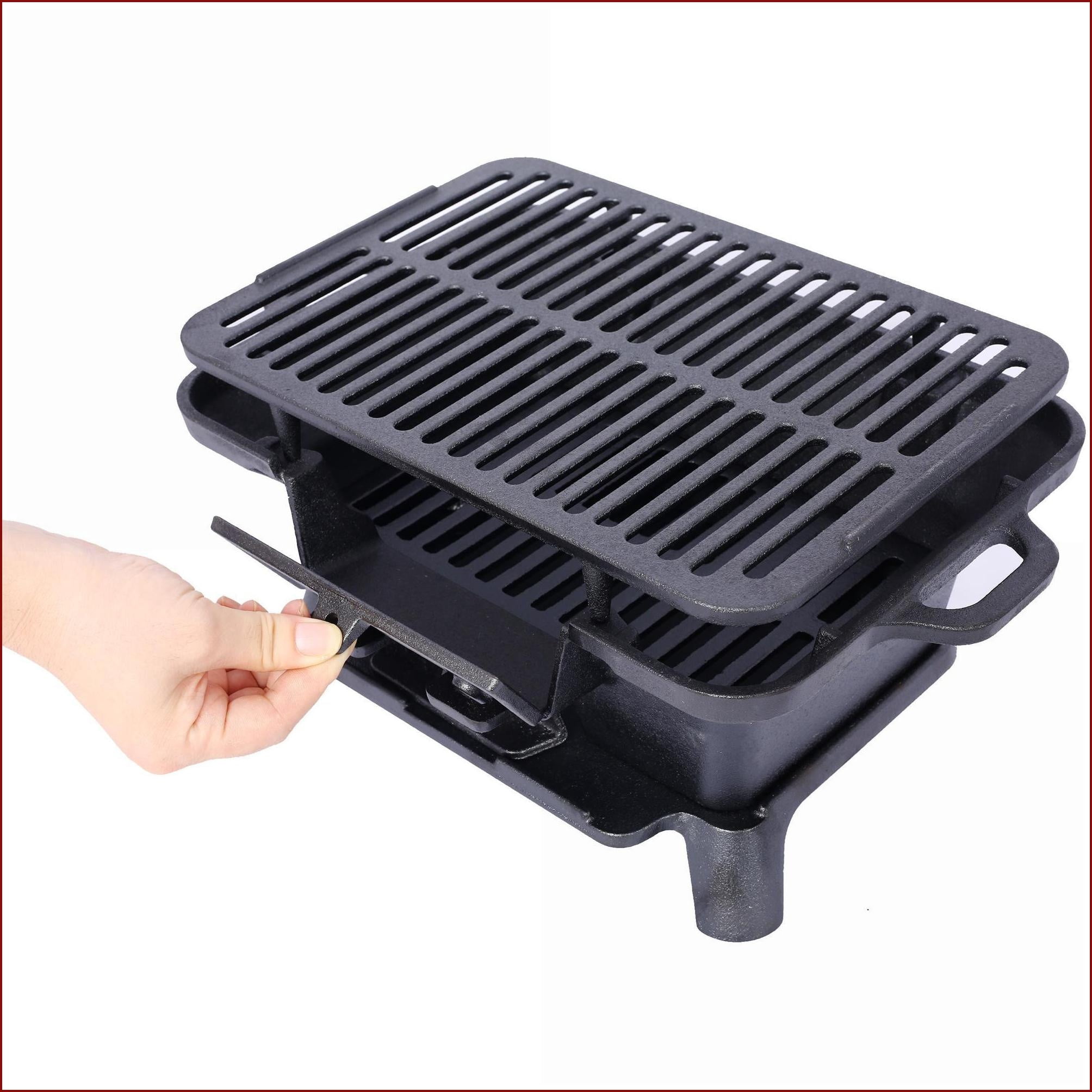 GrillSmokers | Portable Enameled Cast Iron Charcoal Grill, Tabletop for Camping Tailgating Picnics | Black | Iron