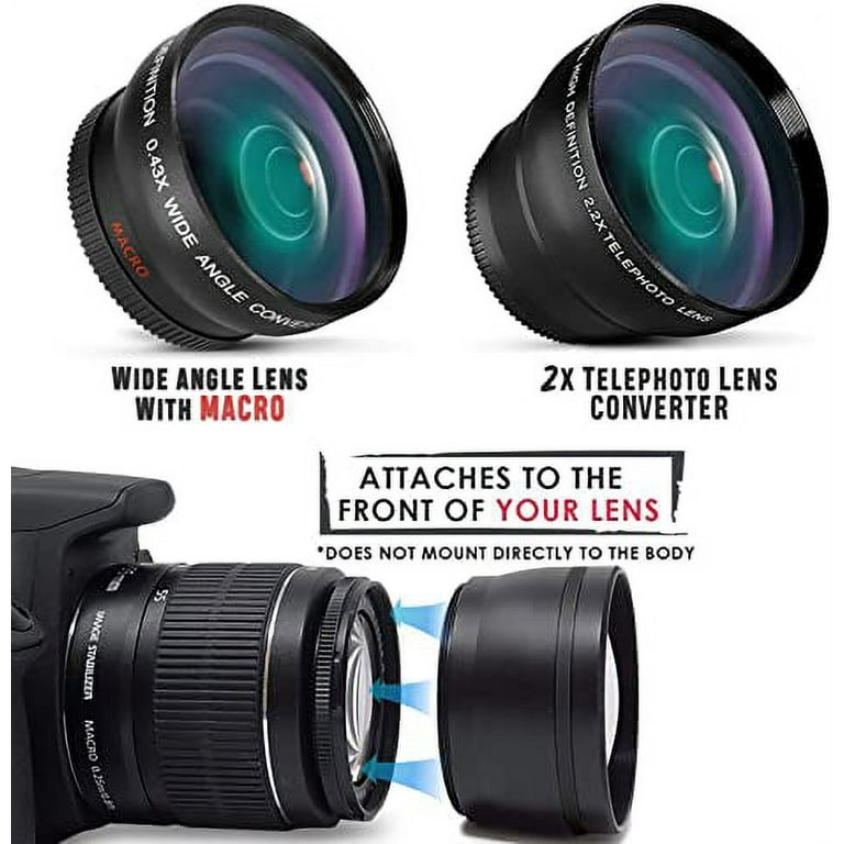 58mm Lens Kit for Canon EOS Rebel T8i T7i T7 T6i T6S T6 T5i T5 SL2