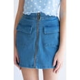 thumbnail image 2 of Ragstock Blue Cargo Zip Front Denim Skirt, 2 of 4