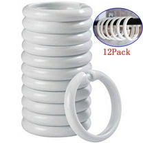 Bxaolu Plastic Shower Curtain Rings, Shower Curtain Hooks, 12 Pcs O Shaped Shower Hooks for Shower Curtain, White Shower Curtain Hooks for Bathroom