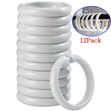 Bxaolu Plastic Shower Curtain Rings, Shower Curtain Hooks, 12 Pcs O Shaped Shower Hooks for Shower Curtain, White Shower Curtain Hooks for Bathroom