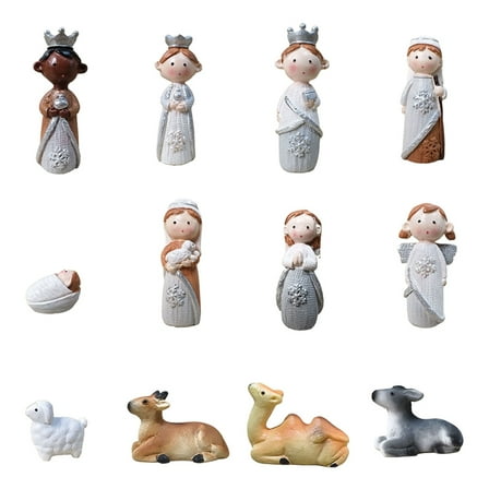 Tizuqe Christmas Nativity Figurines Resins Manger Holy Family Nativity Scene Statue for Xmases Indoor Home Table Decorations