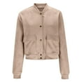 thumbnail image 6 of Dasayo Bomber Women's Coat Cropped Barn Beige Motorcycle Varsity Jacket Coatigan for Women XL, 6 of 9