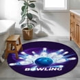 thumbnail image 4 of Bowling Balls Round Area Rugs 3 ft, Abstract Blue Bowling Ball Bottles Purple Washable Small Area Rug with Non-Slip Sturdy Edge Binding Round Front Door Mat Floor Carpet for Entryway, 4 of 9