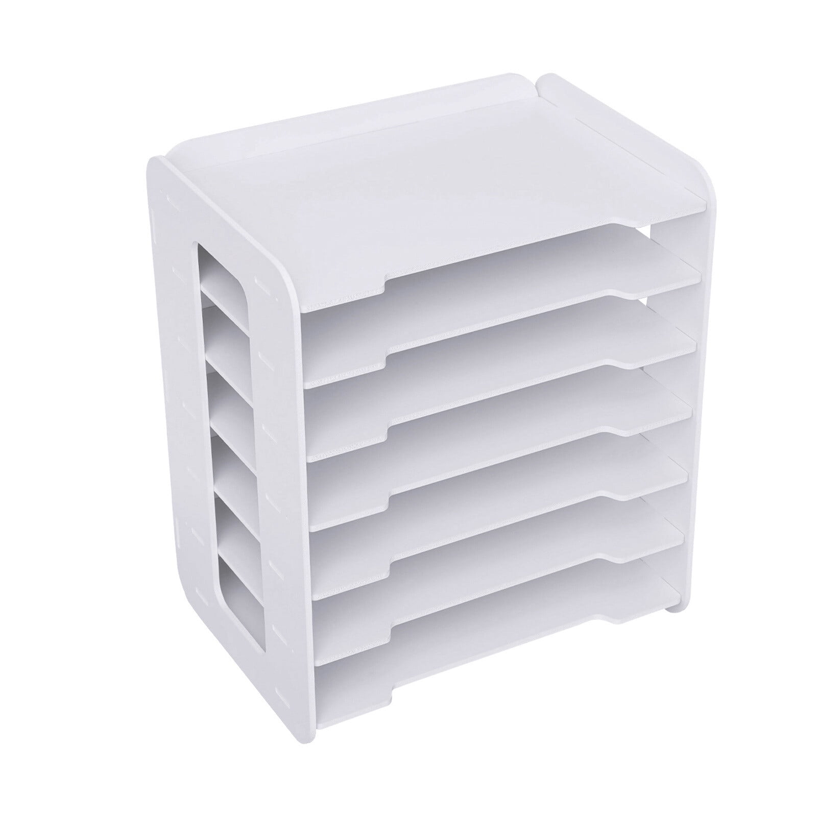 34*25*39cm 7 Tiers White Office Desk Desktop Organizers Accessories Letter Tray Paper Sorter Holder File Document Rack Shelf