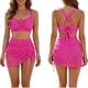 thumbnail image 4 of Traje de Baño Bikini Set de 2 Piezas con Bralette Acolchada Push-Up, Parte Inferior de la Cintura Alta Y Falda Transparente, Tela Estirable Seca para Vacaciones en la Piscina de la Playa, 4 of 6