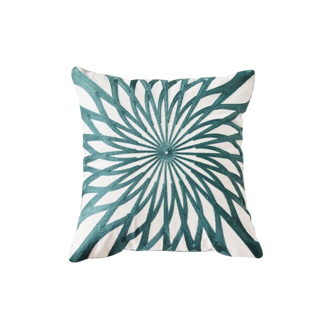 Funda de almohada bordada de algodón y lino para sofá de oficina con líneas geométricas simples